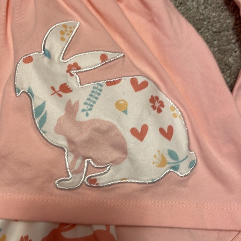 Pink Kids Matching Set with Bunny Print - Picture 4 of 6